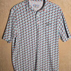 IBKUL Golf Polo Shirt M UPF 50+ Wine Bottle Pattern Quick Dry Cooling...348